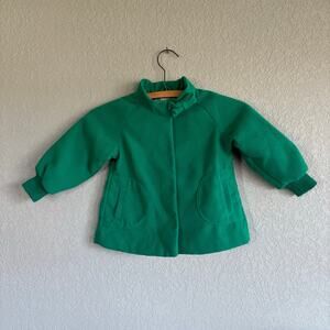 H&M Girls 12-18 Months Green Jacket / peacoat  Coat Button Up Pleated